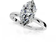 Solitaire Engagement Ring Setting for Marquise Center with Plain Band and Tulip Prong Head in White Gold