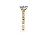 Solitaire Engagement Ring Setting for Fancy Blue Pear-Shaped Center with Single Row Accent Band and Prong Head in Yellow Gold
