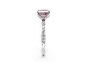 Solitaire Engagement Ring Setting for Fancy Pink Princess Cut Center with Fine Pave Accents and Prong Head in White Gold