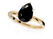 Hidden Halo Engagement Ring Setting for Fancy Black Pear-Shaped Center with Plain Band and Tall Prong Head in Yellow Gold