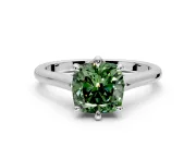Solitaire Engagement Ring Setting for Fancy Green Cushion Cut Center with Cathedral Band and Prong Head in Platinum