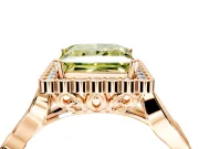 Halo Engagement Ring Setting for Fancy Yellow Princess Cut Center with Leaf Motif Split Shank and Prong Head in Rose Gold