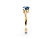 Solitaire Engagement Ring Setting for Fancy Blue Round Cut Center with Plain Bypass Twist Band and Prong Head in Yellow Gold