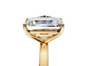 Fancy Green Round Cut and Emerald Cut Lab-Grown Diamond Toi et Moi Engagement Ring with Prong-Set Stones in Yellow Gold