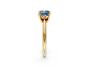 Solitaire Engagement Ring Setting for Fancy Blue Cushion Cut Center with Knife Ridge Band and Claw Prong Head in Yellow Gold