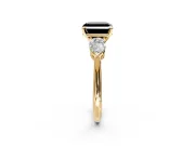 3 Stone Engagement Ring Setting for Fancy Black Asscher Cut Center with Large Pear-Shaped Accents and Prong Head in Yellow Gold