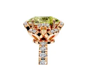 Halo Engagement Ring Setting for Fancy Yellow Oval Center with Openwork Halo, Pave Band and Prong Head in Rose Gold