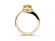 Paired Accent Engagement Ring Setting for Fancy Yellow Princess Cut Center with Pave Band and Prong Head in Yellow Gold
