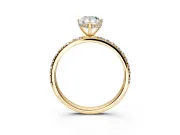 Hidden Halo Engagement Ring Setting for Pear-Shaped Center with Pave Band and Prong Head in Yellow Gold