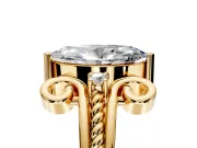Solitaire Engagement Ring Setting for Marquise Center with Twisted Band and Scroll Prong Head in Yellow Gold