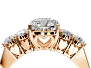 5 Stone Engagement Ring Setting for Cushion Cut Center with Equal Close-Set Accents and Prong Head in Rose Gold