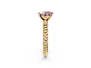 Rope Engagement Ring Setting for Fancy Pink Oval Center with Accent Shoulders and Prong Head in Yellow Gold