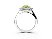 Sunburst Halo Engagement Ring Setting for Fancy Yellow Round Cut Center with Pave Band and Prong Head in Platinum