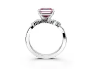 Solitaire Engagement Ring Setting for Fancy Pink Asscher Cut Center with Marquise Accent Twist Band and Prong Head in Platinum