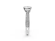 Solitaire Engagement Ring Setting for Princess Cut Center with Multi-Row Accents and Prong Head in Sterling Silver