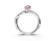 Solitaire Engagement Ring Setting for Fancy Pink Pear-Shaped Center with Woven 3-Strand Pave Band and Prong Head in Platinum