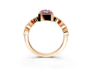Vintage Station Engagement Ring Setting for Fancy Pink Radiant Cut Center with Accents and Prong Head in Rose Gold