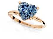 Minimalist Solitaire Engagement Ring Setting for Fancy Blue Heart-Shaped Center with Thin Band and Prong Head in Rose Gold