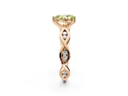 Solitaire Engagement Ring Setting for Fancy Yellow Pear-Shaped Center with Accented Twist Band and Leaf Prong Head in Rose Gold