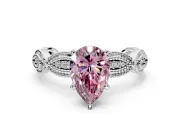 Solitaire Engagement Ring Setting for Fancy Pink Pear-Shaped Center with Marquise Panel Band and Prong Head in Sterling Silver