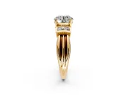 Solitaire Engagement Ring Setting for Round Cut Center with Grooved Bar Accent Band and Prong Head in Yellow Gold