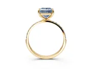 Solitaire Engagement Ring Setting for Fancy Blue Princess Cut Center with Pave Accents and Prong Head in Yellow Gold