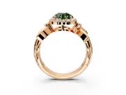 Halo Engagement Ring Setting for Fancy Green Round Cut Center with Floral Band and Prong Head in Rose Gold
