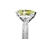 Solitaire Engagement Ring Setting for Fancy Yellow Pear-Shaped Center with Engraved Milgrain Band and Prong Head in Sterling Silver