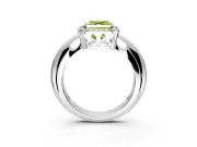 Halo Engagement Ring Setting for Fancy Yellow Asscher Cut Center with Tapered Plain Band and Prong Head in Platinum