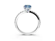 Solitaire Engagement Ring Setting for Fancy Blue Cushion Cut Center with Large Accent Band and Prong Head in Sterling Silver