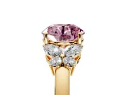 Solitaire Engagement Ring Setting for Fancy Pink Round Cut Center with Marquise Flower Shoulders and Prong Head in Yellow Gold