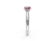 Solitaire Engagement Ring Setting for Fancy Pink Cushion Cut Center with Reverse Tapered Band and Prong Head in Platinum