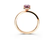 Hidden Halo Engagement Ring Setting for Fancy Pink Emerald Cut Center with Plain Band and Tall Prong Head in Rose Gold