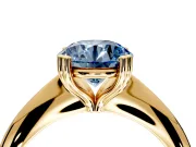 Solitaire Engagement Ring Setting for Fancy Blue Round Cut Center with Reverse Tapered Band and Prong Head in Yellow Gold