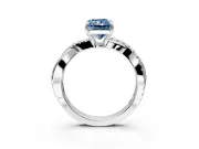 Crossover Engagement Ring Setting for Fancy Blue Radiant Cut Center with Pave and Plain Strands and Prong Head in White Gold