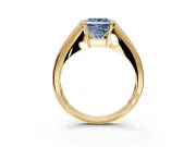 Tension Engagement Ring Setting for Fancy Blue Princess Cut Center with Wide Tapered Band and Tension Head in Yellow Gold