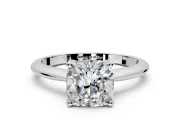 Solitaire Engagement Ring Setting for Cushion Cut Center with Knife Ridge Band and Claw Prong Head in Sterling Silver