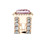 Halo Engagement Ring Setting for Fancy Pink Princess Cut Center with Wide-Open Pave Split Shank and Prong Head in Rose Gold