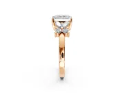Floral Engagement Ring Setting for Radiant Cut Center with Marquise Cluster Shoulders and Prong Head in Rose Gold