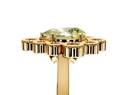 Cluster Halo Engagement Ring Setting for Fancy Yellow Pear-Shaped Center with Milgrain Bezel Accents and Prong Head in Yellow Gold