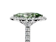 Halo Engagement Ring Setting for Fancy Green Marquise Center with Raised Halo, Pave Band and Prong Head in Sterling Silver