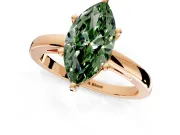 Solitaire Engagement Ring Setting for Fancy Green Marquise Center with Basket Rail and Prong Head in Rose Gold