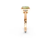 Cluster Engagement Ring Setting for Fancy Yellow Princess Cut Center with Milgrain Shoulder Clusters and Prong Head in Rose Gold