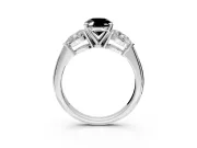 3 Stone Engagement Ring Setting for Fancy Black Oval Center with Large Pear-Shaped Accents and Prong Head in White Gold