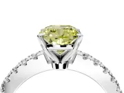 Solitaire Engagement Ring Setting for Fancy Yellow Cushion Cut Center with Single Row Accent Band and Prong Head in Platinum