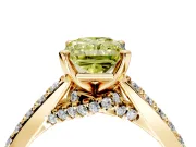Solitaire Engagement Ring Setting for Fancy Yellow Radiant Cut Center with Crossover Accents and Prong Head in Yellow Gold