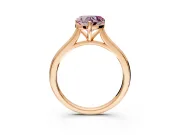 Solitaire Engagement Ring Setting for Fancy Pink Heart-Shaped Center with Narrow Cathedral Band and Prong Head in Rose Gold