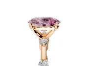 Solitaire Engagement Ring Setting for Fancy Pink Oval Center with Bezel Station Band and Prong Head in Rose Gold