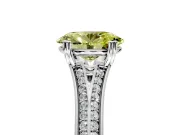 Solitaire Engagement Ring Setting for Fancy Yellow Oval Center with Pave Rail Split Shank and Prong Head in White Gold