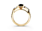 Channel-Set Engagement Ring Setting for Fancy Black Pear-Shaped Center with Baguette Band and Prong Head in Yellow Gold